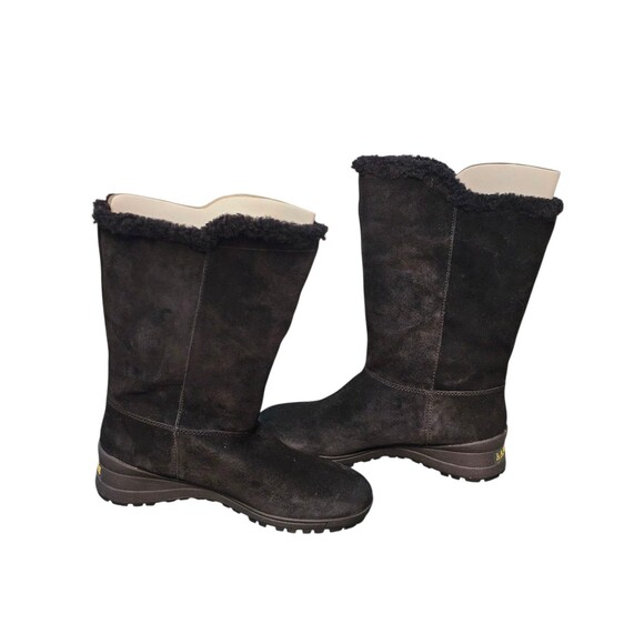 Ralph Lauren Tadina Mid-Calf Winter Boots Womens 8.5B Black Nubuck Lamb Fur Trim - Picture 8 of 16